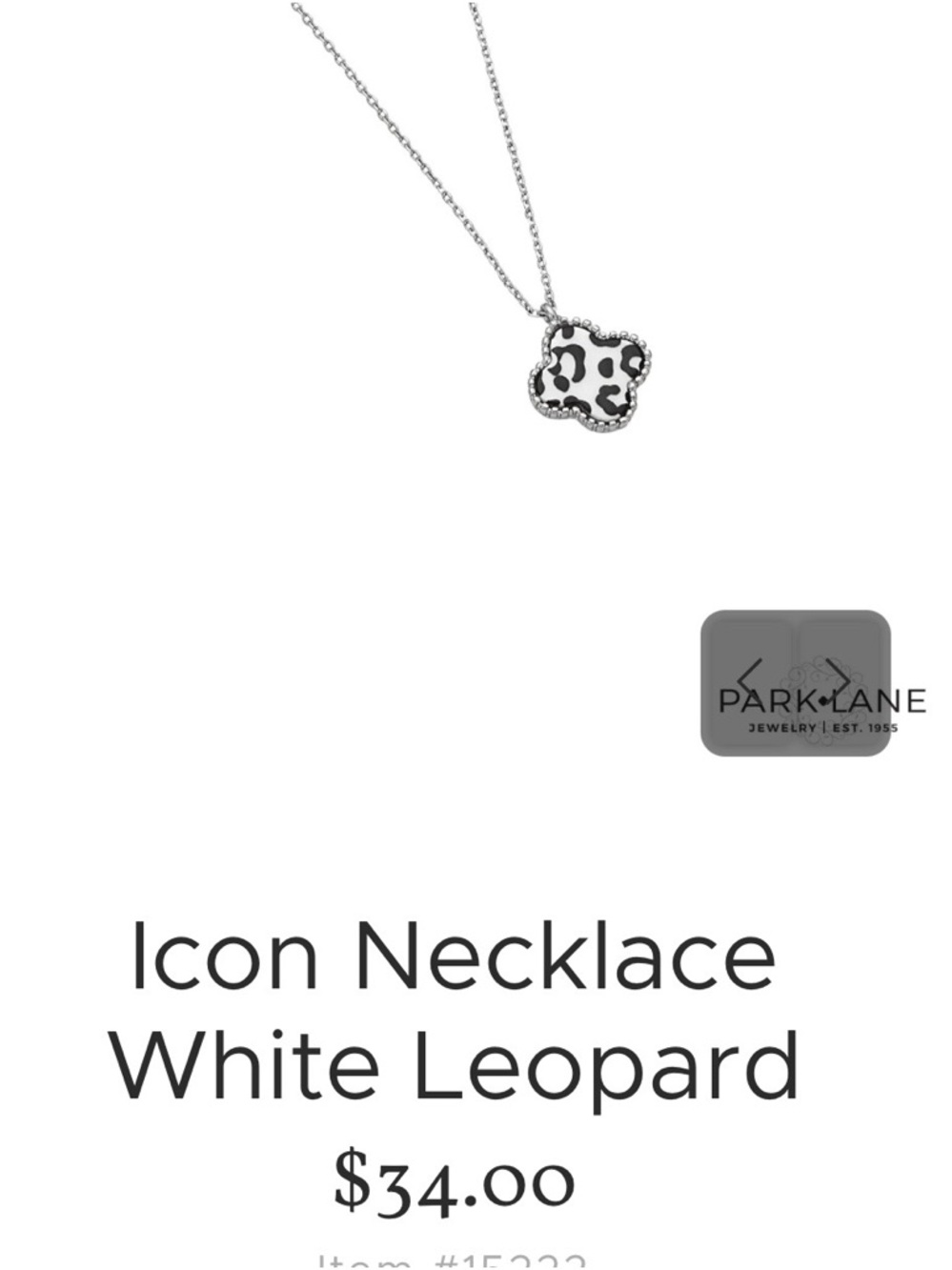 Park Lane Silver & White Leopard Pendant Necklace